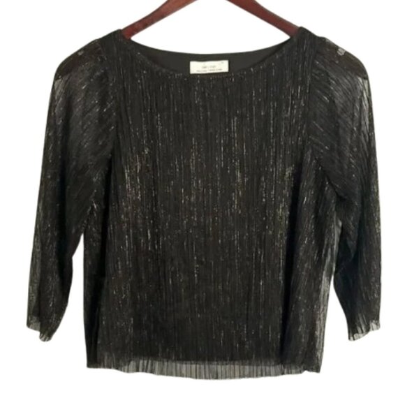 OAK + FORT - NWOT Shimmer Black and Silver Top - XS - Picture 1 of 7
